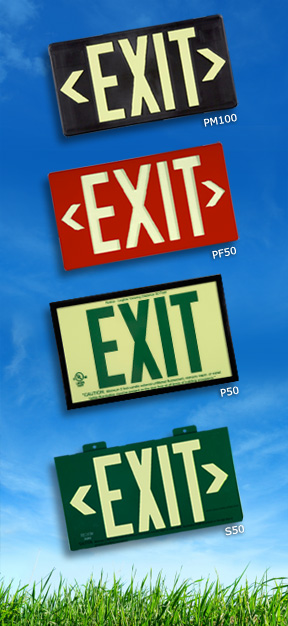 Jessup Glo Brite ECO Exit Signs - P50, PF50, S50, PM100