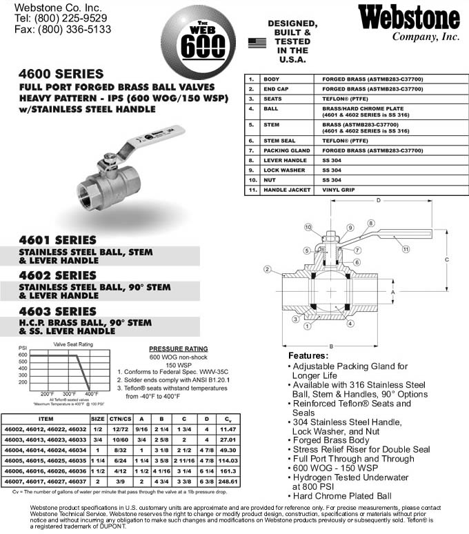 Web 600 Specs